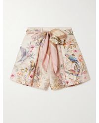 Zimmermann - Rebellion Tuck Tie-Detailed Printed Silk And Cotton-Blend Shorts - Lyst