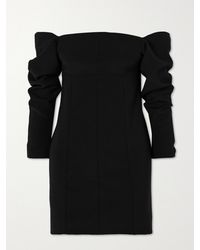LIBEROWE - Net Sustain Off-The-Shoulder Gathered Wool Mini Dress - Lyst