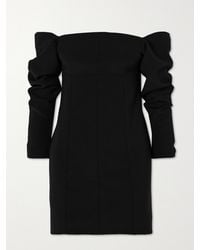 LIBEROWE - Net Sustain Off-The-Shoulder Gathered Wool Mini Dress - Lyst