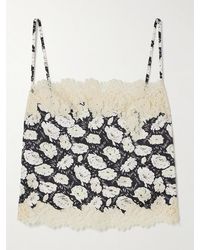 Doen - Loure Lace-Trimmed Floral-Print Silk-Satin Camisole - Lyst
