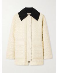 Ganni - Quilted Padded Corduroy-Trimmed Shell Jacket - Lyst