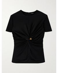 Versace - T-Shirt Aus Jersey Mit Twist-Detail Und Verzierung - Lyst