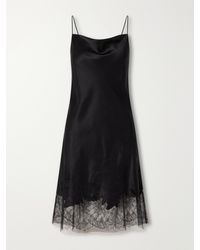 Carine Gilson - Lace-Trimmed Silk-Satin Midi Dress - Lyst