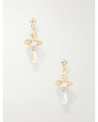 Vivienne Westwood - Pearl Drop Crystal-Embellished-Tone Earrings - Lyst