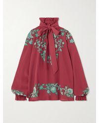 La DoubleJ - Cerere Pussy-Bow Printed Chiffon Blouse - Lyst