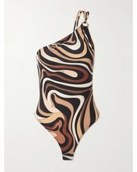 PUCCI - Marmo Embellished One-Shoulder Printed Swimsuit - Lyst