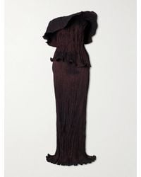 Marmar Halim - Pleated Off-The-Shoulder Taffeta Gown - Lyst