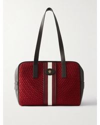 Bally - Weekender Leather And Striped Canvas-Trimmed Quilted Felt Tote - Lyst