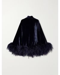 ‎Taller Marmo - Vegas Feather-Trimmed Velvet Mini Dress - Lyst