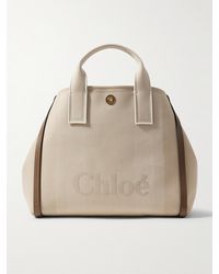 Chloé - Carry Leather-Trimmed Canvas-Jacquard Tote - Lyst