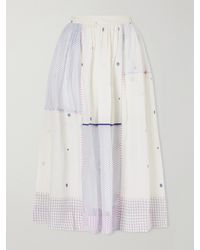 Eka - Gathered Striped Cotton-Jamdani Midi Skirt - Lyst