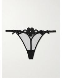 Agent Provocateur - Daysi Bow-Detailed Embroidered Tulle Thong - Lyst