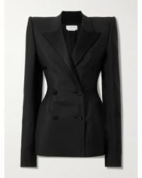 McQueen - Double-Breasted Silk-Trimmed Wool And Mohair-Blend Blazer - Lyst