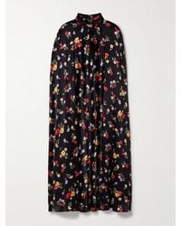 Rodarte - Cape-Effect Printed Silk-Charmeuse Midi Dress - Lyst