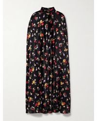 Rodarte - Cape-Effect Printed Silk-Charmeuse Midi Dress - Lyst