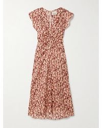 Isabel Marant - Lyndsay Gathered Printed Satin Midi Dress - Lyst