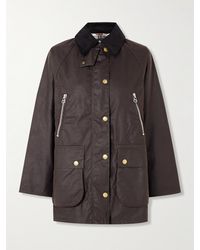 Barbour - Lynne Jacke Aus Gewachster Baumwolle Mit Cordbesatz - Lyst
