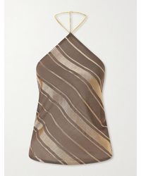 Stella McCartney - Striped Open-Back Satin Tank - Lyst