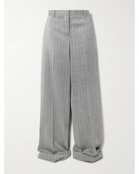 Stella McCartney - Pinstriped Wool-Blend Twill Wide-Leg Pants - Lyst