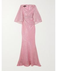 Talbot Runhof - Cape-Effect Metallic Voile Gown - Lyst
