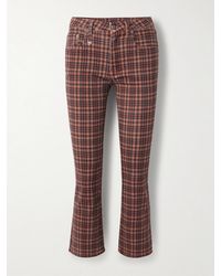 R13 - Kick Fit Cropped Checked High-Rise Flared Jeans - Lyst