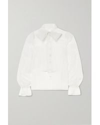 Dolce & Gabbana Blouse En Organza De Soie À Nœud Lavallière - Blanc