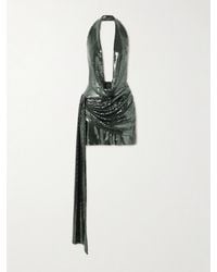 Alex Perry - Draped Sequined Mesh Halterneck Mini Dress - Lyst