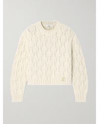 Chloé - Cropped Cable-Knit Wool, Silk And Cashmere-Blend Sweater - Lyst