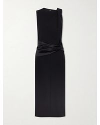 Lanvin - Open-Back Draped Satin-Trimmed Jersey Midi Dress - Lyst