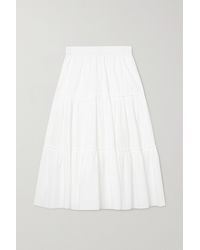 Jason Wu Tiered Cotton-poplin Midi Skirt - White
