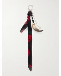 McQueen - Toned Leather-Trimmed Printed Woven Horn Keychain - Lyst