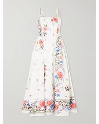 Erdem - Floral-Embroidered Bustier Cotton Midi Dress - Lyst