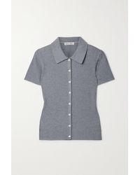 Alex Mill Suzanne Ribbed-knit Polo Shirt - Grey