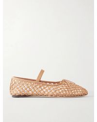 Loeffler Randall - Leonie Grosgrain-Trimmed Raffia Mary Jane Ballet Flats - Lyst