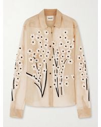 KHAITE - Appliquéd Embroidered Silk-Organza Shirt - Lyst