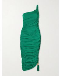 Jonathan Simkhai - Alessia One-Shoulder Asymmetric Tasseled Ruched Stretch-Jersey Midi Dress - Lyst