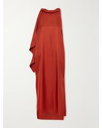 Loulou de Saison - Susan Tie-Detailed Draped Silk-Twill Midi Dress - Lyst