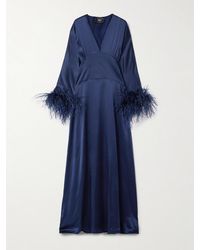 ‎Taller Marmo - Elvira Feather-Trimmed Silk-Satin Gown - Lyst