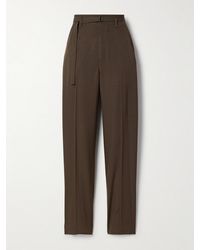 Lemaire - Belted Wool-Twill Tapered Pants - Lyst