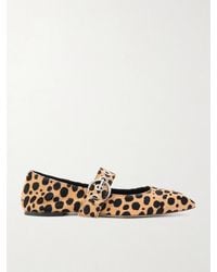 Aeyde - Uma Eyelet-Embellished Leopard-Print Pony Hair Mary Jane Ballet Flats - Lyst