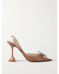 AMINA MUADDI - Rosie Crystal-Embellished Bow-Detailed Pvc Slingback Pumps - Lyst