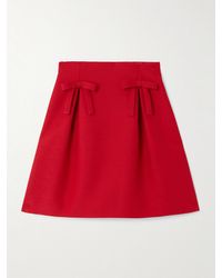 Valentino Garavani - Bow-Detailed Pleated Wool And Silk-Blend Mini Skirt - Lyst