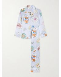 Olivia Von Halle - Lila Printed Silk-Satin Pajama Set - Lyst