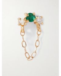 STONE AND STRAND - Goddess 14-Karat, Emerald And Diamond Single Earring - Lyst