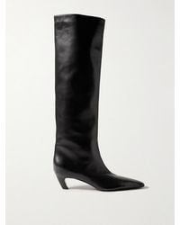 KHAITE - Davis Leather Knee Boots - Lyst