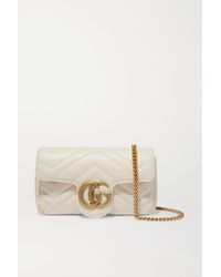 Gucci Gg Marmont Super Mini Schultertasche Aus Gestepptem Leder - Natur
