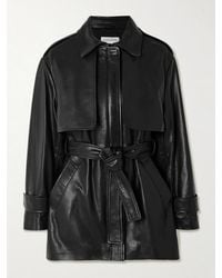 Nour Hammour - Priya Belted Paneled Leather Jacket - Lyst