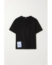 McQ Breathe Appliquéd Cutout Cotton-jersey T-shirt - Black