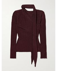 Rabanne - Pullover Aus Plissiertem Metallic-Strick Mit Schluppe - Lyst