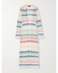 Missoni - Striped Metallic Crochet-Knit Cardigan - Lyst